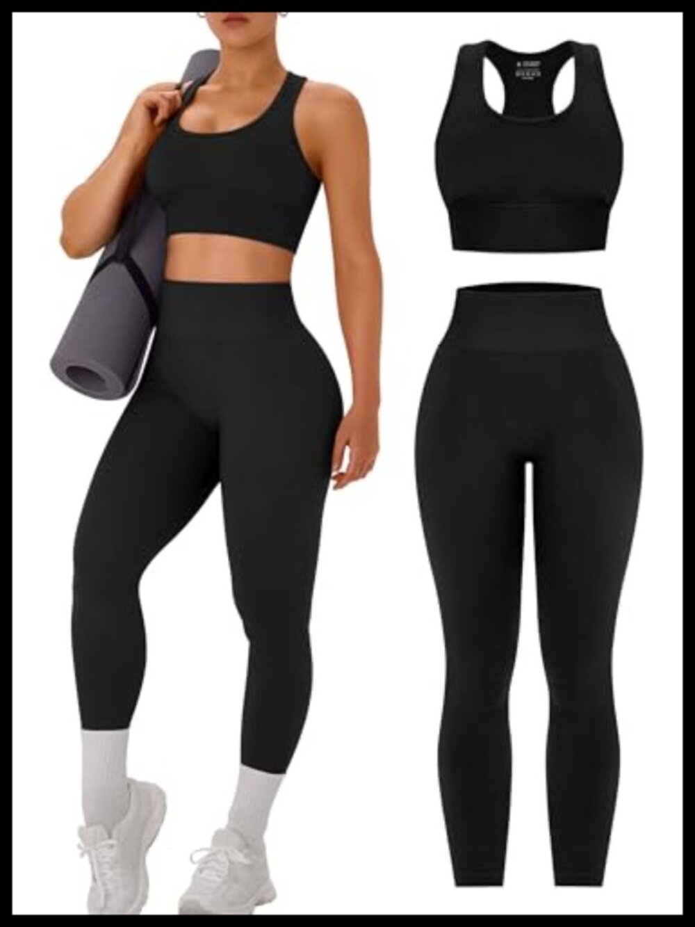 Women's Workout Set 2-Piece Racerback Sports Bra High Waist Leggings